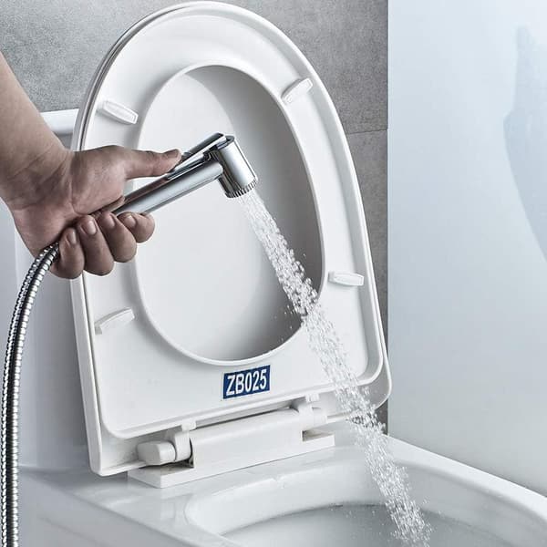 Sett med 1 WC-hånddusj med holder og slange, dusjhode, krom