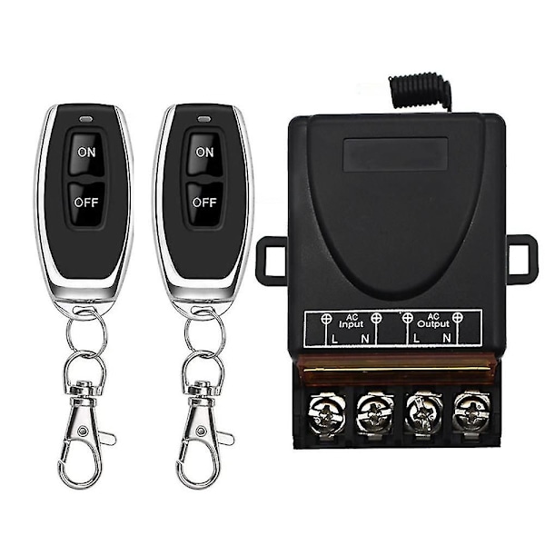 AC 220V 30A 1-kanals 433MHz Trådlös Fjärrkontrollbrytare RF Relämottagare + På/Av Sändare för Elektrisk Apparatlampa black