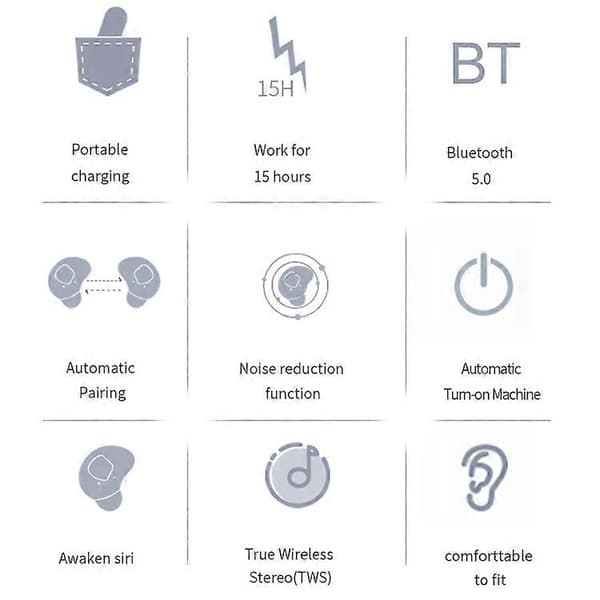 Q2 TWS Bluetooth 5.0 Binaural Stereo Trådlösa Sport Bluetooth Hörlurar White