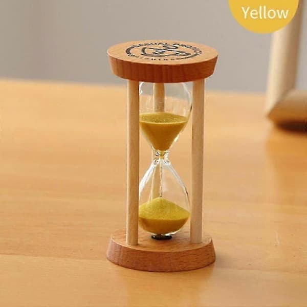 Gul Sandtimer 3 Minuter Sandklocka Rund Glas Trä Timer
