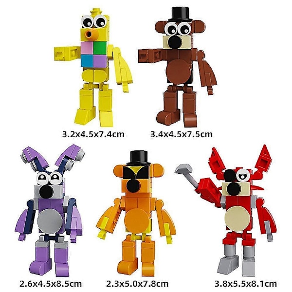 5-pak FNAF Five Nights at Freddy's Byggeklodselegetøj Bonnie Foxy Actionfigur Spillelegetøj Serie Model