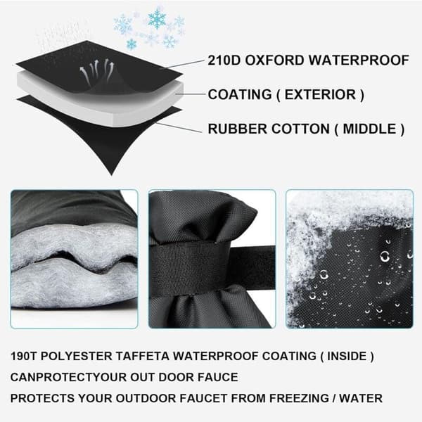 4-pack Utomhuskran Skydd, 20cm x 15cm, Svart, Vinterfrostskydd för Trädgårdskranar