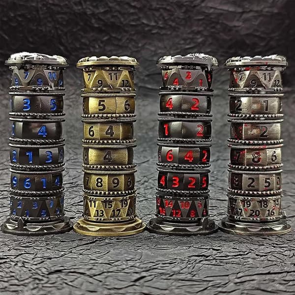 Roulette-Terningespinner til DND Terningespil, 7-i-1 Drage-Terninger i Metal (Bronze)
