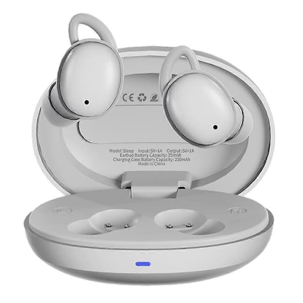 CCA Sleep Smart ANC støjreducerende øretelefoner 6 mm dynamisk driver in-ear Bluetooth-kompatible 5.4 stereo soveøretelefoner White