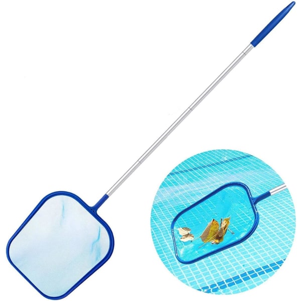 Svømmebassenglandingsnett for rengjøring av flytende løv, insekter, utmerket rengjøringsverktøy for svømmebasseng (blå)