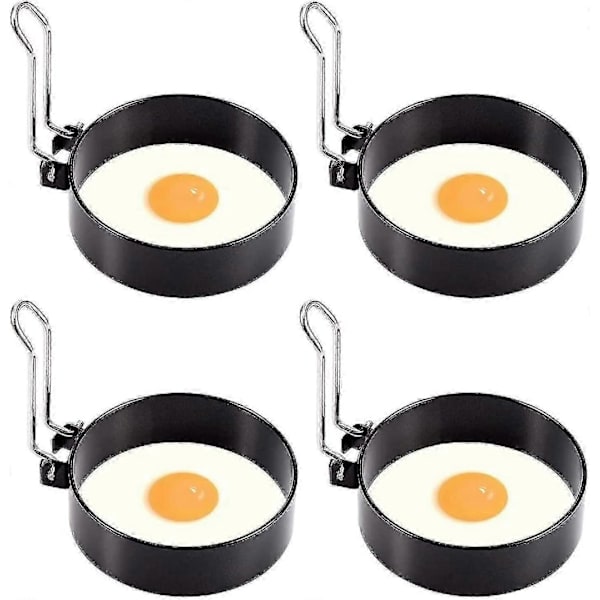 Eggringer i rustfritt stål, 4 stk. non-stick poachette for pannekaker og egg