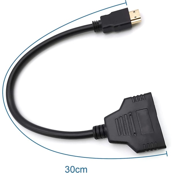 Hdmi-jakaja-sovitinkaapeli - Hdmi-jakaja 1 in 2 ulos / hdmi uros - kaksois-Hdmi naaras 1 - 2-suuntainen Hdmi HD, LED, LCD, televisio, tukee kahta televisiota samanaikaisesti