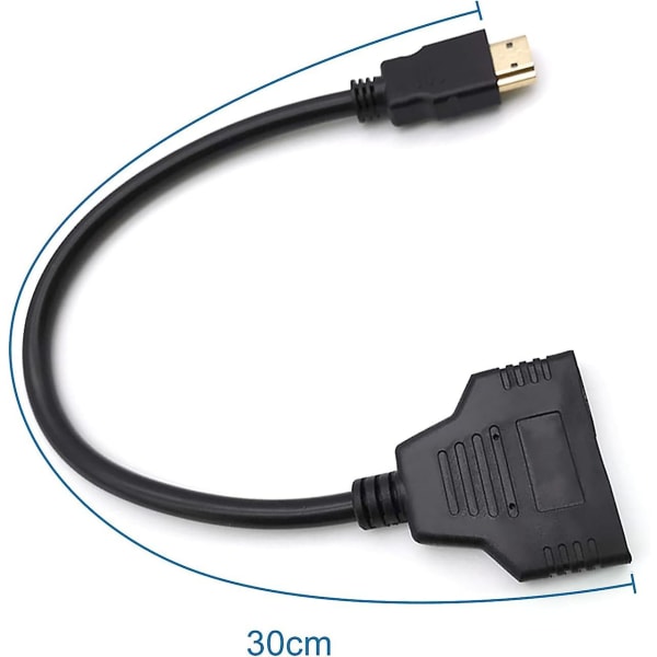 HDMI splitter adapter kabel - HDMI splitter 1 ind 2 ud/hdmi han til dobbelt HDMI hun 1 til 2 vejs til HDMI HD, LED, Lcd, Tv, Understøtter to tv på samme