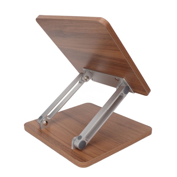Laptopställ i trä, bekväm ergonomisk justerbar design, aluminiumlegering, mörk träfärg, kontorslaptopstativ