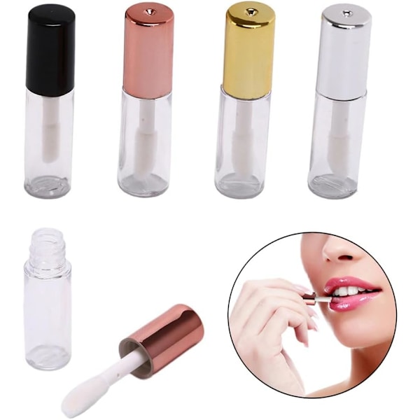 20-pack 1,2 ml Snygga Tomma Läppglansrör Behållare, Genomskinliga Mini Återfyllningsbara Läppbalsamflaskor med Gummiinsatser (4 Färger)