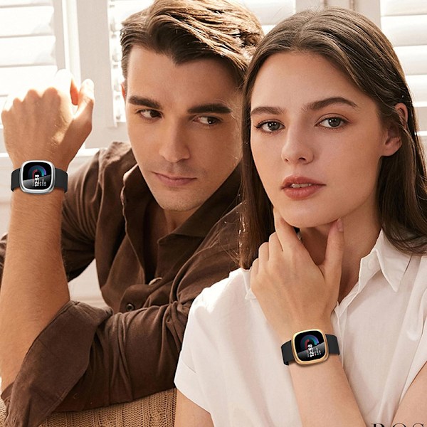 Diruite 4 kpl kotelo Fitbit Versa 4/Sense 2 näytönsuojalle, HD iskunkestävä pehmeä TPU-kotelo täydellä suojalla Fitbit Versalle Black+Black+Clear+Clear