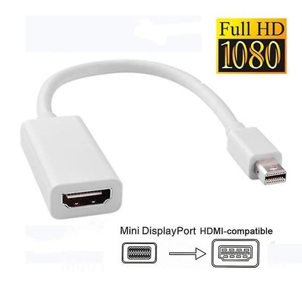 Uusi Thunderbolt Mini DisplayPort DP Uros-HDMI Naaras-sovitinkaapeli Apple Mac Macbook Pro Airille white