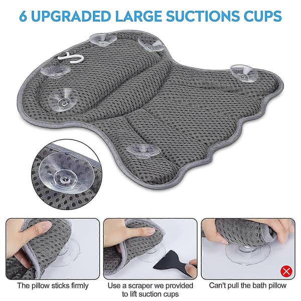 Badekarpute, Luksus Badekarpute, Ergonomiske Badekarputer Kompatible Med Badekar, Myk 4D Mesh Badekarpute