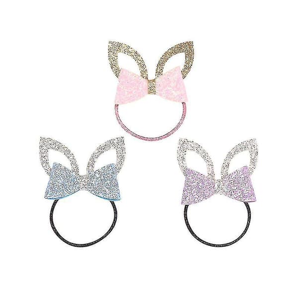 3st Glitter Öronrosett Hårscrunchies Hårband Tygrosett Hårring Rep För Barn (rosa, lila, blå)