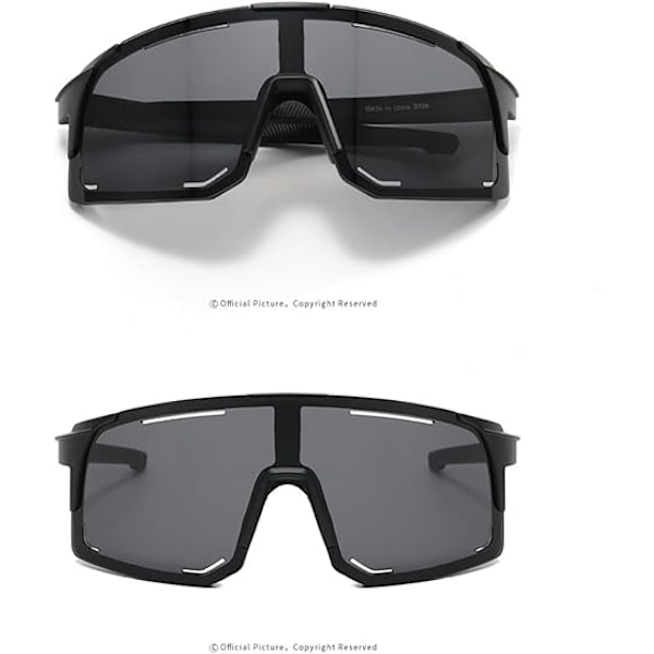Polariserte solbriller for menn og kvinner, farget speillinse, UV-beskyttelse, ski, sykling, løping, strand, fiske Black-grey