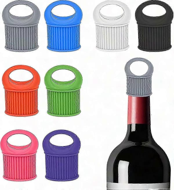 8-pack vinproppar i silikon - återanvändbara läckagesäkra flaskkorkar för vin och öl - köksbartillbehör