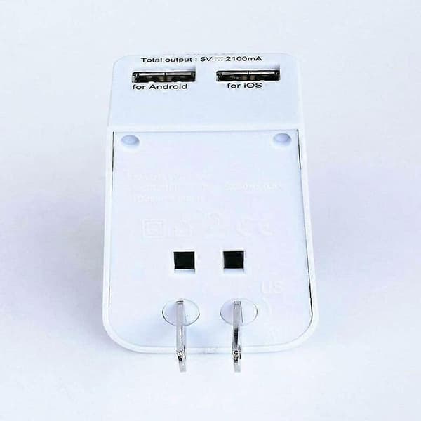 Internasjonale adaptere: Bærbar internasjonal pluggadapter med 2 USB-porter, universell for 150 land -100-240 volt, bærbar plastutgangsadapter