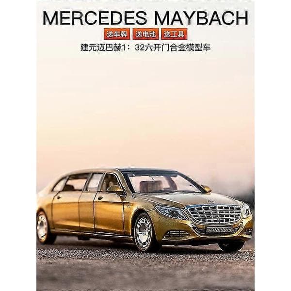 1:32 Mercedes-Maybach S650 Legeringsbilmodel Børnelegetøjsbil Seksdørs Forlænget Version Simulationsbilmodel Samlergave Legetøjsbiler Blue