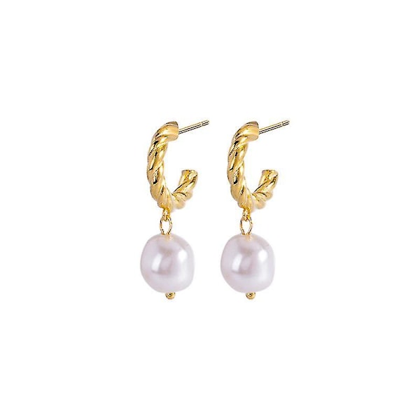 Korean Style Personalized Earrings Silver Earrings Baroque Pearl Rotating Ring Earrings for Women