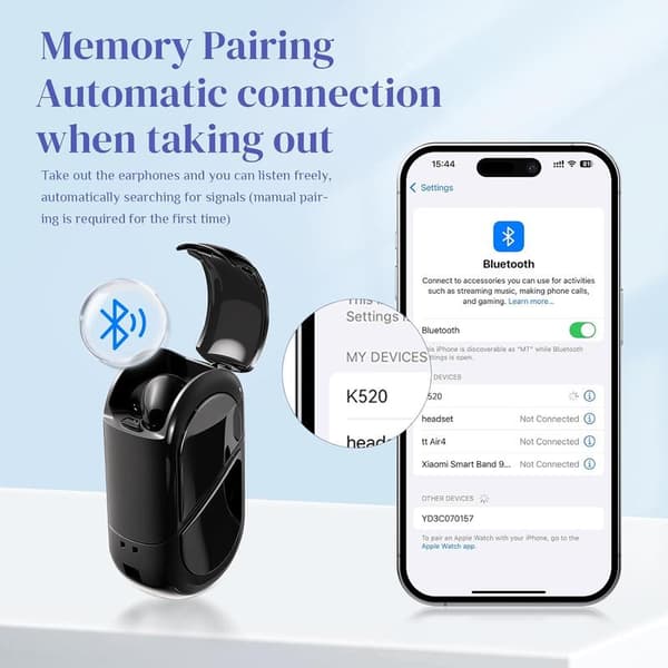 Hjerteformede trådløse høretelefoner kompatible til piger og børn, søde små usynlige trådløse Bluetooth-høretelefoner Black