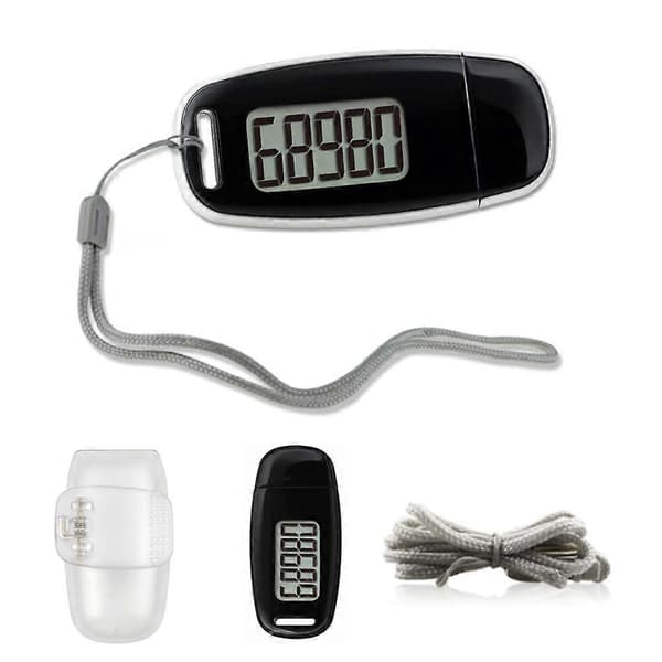 3D skritteller for gange, USB oppladbar skritteller med bakgrunnsbelysning Black One Size