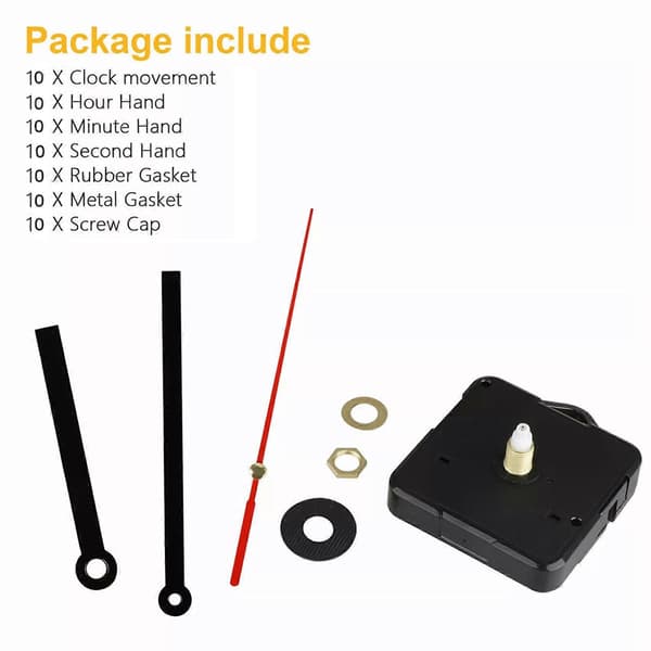 40st DIY Klockrörelsemekanism Tyst Kvarts Vägg DIY Klockvisare Kit Reparationsreservdelar Black