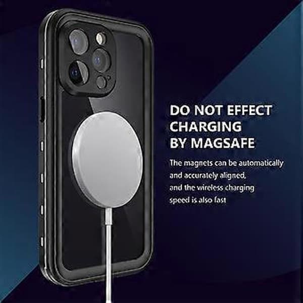 Iskunkestävä vedenpitävä PC + TPU -kuori iPhone 13 Pro -puhelimelle Black
