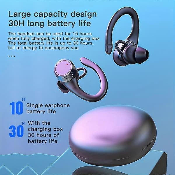 In-ear Bluetooth-headset utan ljudläckage, trådlöst Bluetooth-headset för sport med stort batteri black