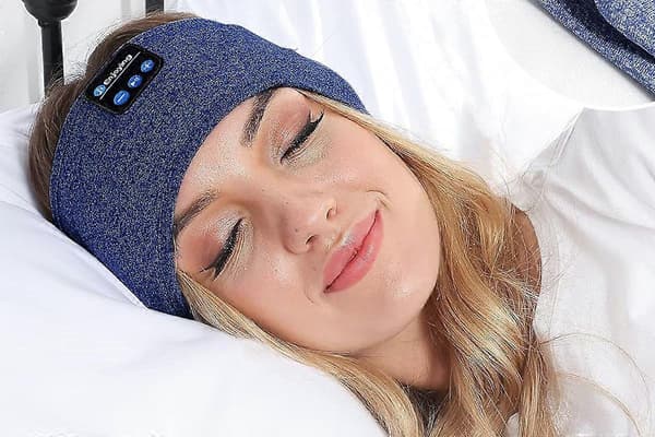 Bluetooth musikkhodebånd sovemaske for løping, yoga og samtaler Blue One Size