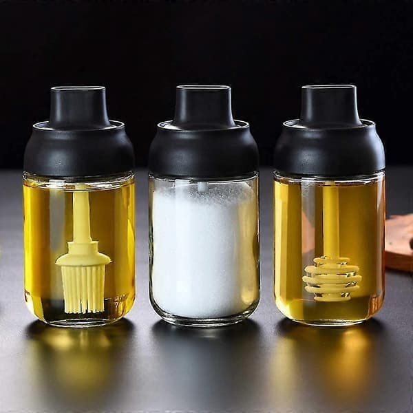 Kryddbehållare för kök 3-pack Glasburkar för kryddor Transparent förvaring Kryddburk
