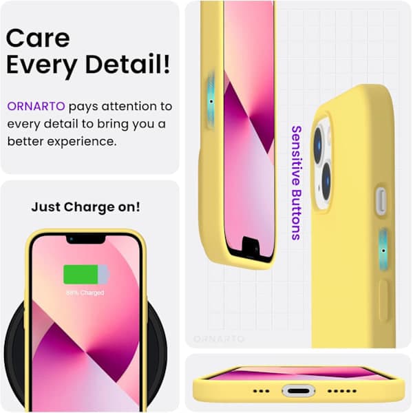 iPhone 13 Case, Liquid Silicone Case for 6.1 inch iPhone 13, Ultra-thin Case, Full Coverage Shockproof Protective Soft Case Lemon Yellow Lemon yellow