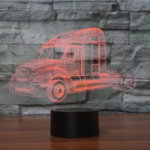 3D Lastebil Traktor Billampe Nattlys Touch Bord Skrivebordsoptikk