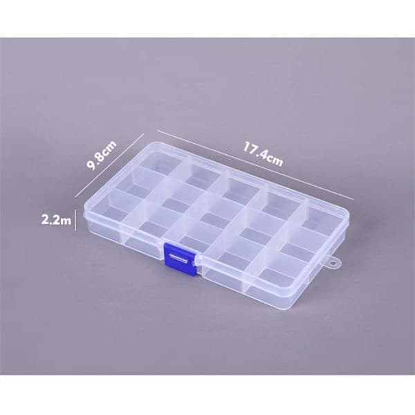 Storage Box with 15 Compartments - 17.4 x 9.8 cm - Transparent Organizer