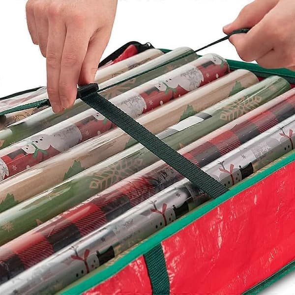Papir Opbevaringspose Standard Ruller af Indpakningspapir Gavebeholder Organizer Red One Size