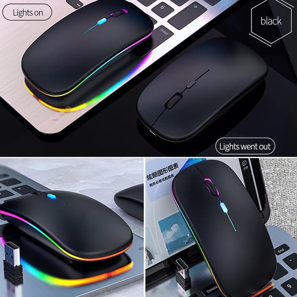 Bluetooth Wireless Mouse, Rechargeable Wireless Mouse, Vertical Mouse, Computer Mouse with 7-Color Backlight