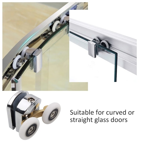 Doble hjul for dusjdører, skyvehjul for dører, erstatningshjul for dusjkabinett for 14 mm glasshull