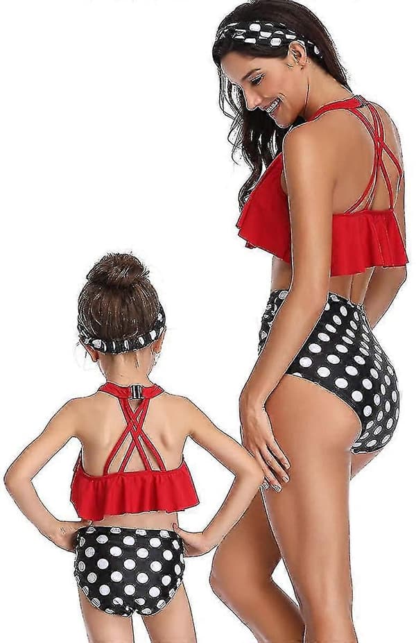 Piger Badedragt Todelt Bikini Sæt Flæse Falbala Badedragt D Red B 8-9 Years