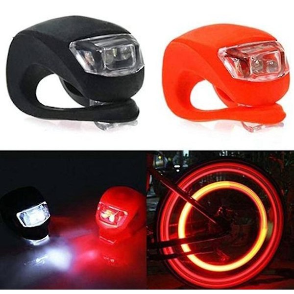 10x Cykellygte Cykel Forlygte Baglygte Hjul Lys Led Silikone Lampe