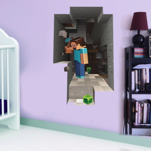 2 kpl Minecraft Giant Peel and Stick Wall Decal sarjakuvatarra Sarjakuva 3D seinätarra
