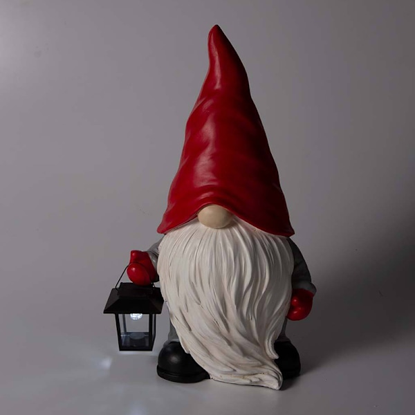 Välkommen hem Gnome Skulptur med soldriven lykta harts inomhus utomhus dekorativ prydnad juldekor A