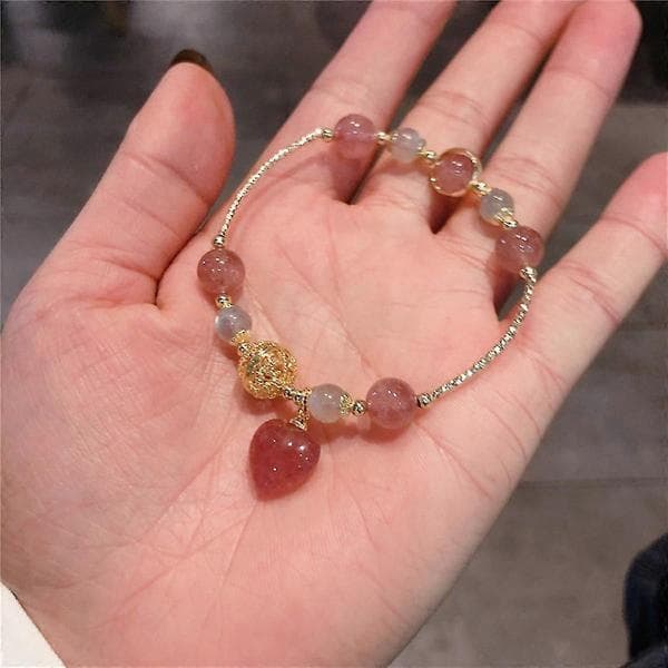 Krystal Kærlighed Hjerte Jordbær Armbånd Spinkelt Kæde Armring Til Dame