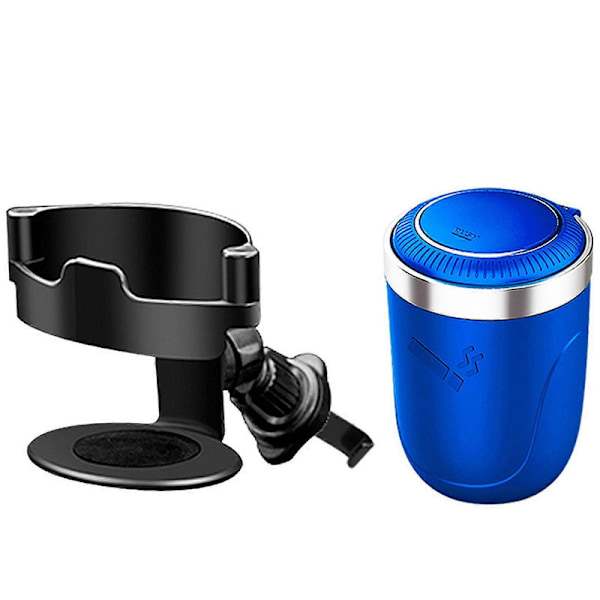 Bilaskebæger med Låg & Blåt LED-lys, Bærbar Røgfri Rustfri Papirkurv, Biltilbehør, Passer De Fleste Bilkopholdere with Vent Holder with Vent Holder Blue