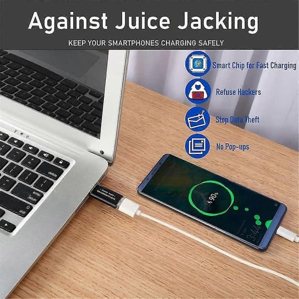 2 stk. USB-datablocker USB-A-datablocker Beskytter mod juice-jacking Understøtter sikker hurtig opladning Sto