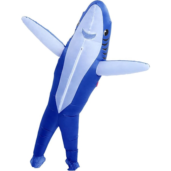 Uppblåsbar Hajdräkt med Käkar Hoppdräkt Rolig Carcharias Dräkt för Cosplayfest (Kungblå Haj) Royal Blue Shark