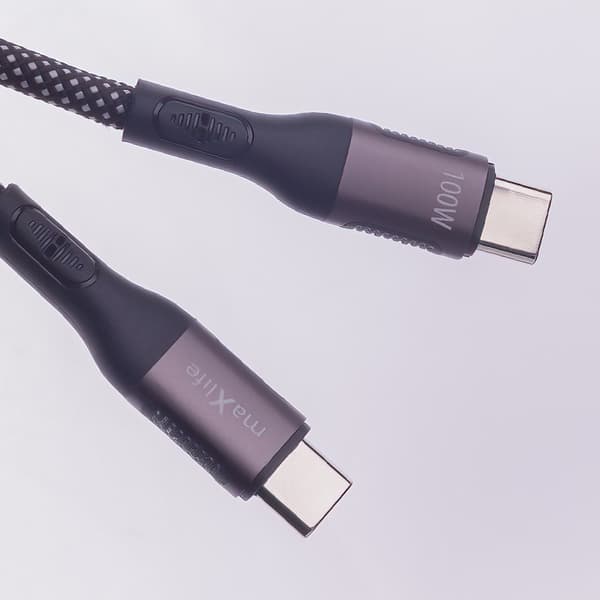 Maxlife MXUC-11 magnetisk kabel USB-C - USB-C 1,0 m 100W sort nylon