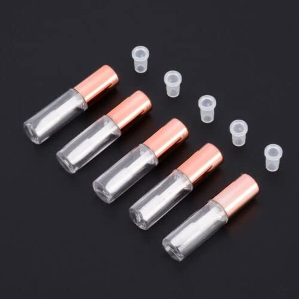 20-pack 1,2 ml Snygga Tomma Läppglansrör Behållare, Genomskinliga Mini Återfyllningsbara Läppbalsamflaskor med Gummiinsatser (4 Färger)