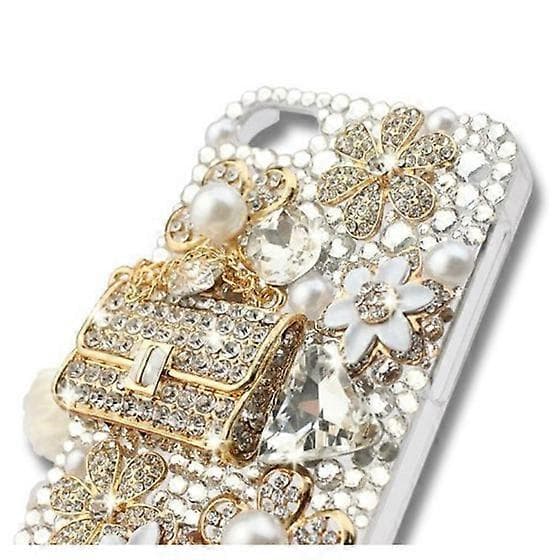 Glamour Series 3D Bling Crystal telefonveske til iPhone 5 - Floral Coco Bag Black