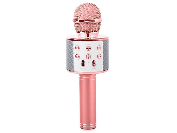 Wireless Microphone Bluetooth Karaoke Speaker Round with Case Various Modes Rosa pink