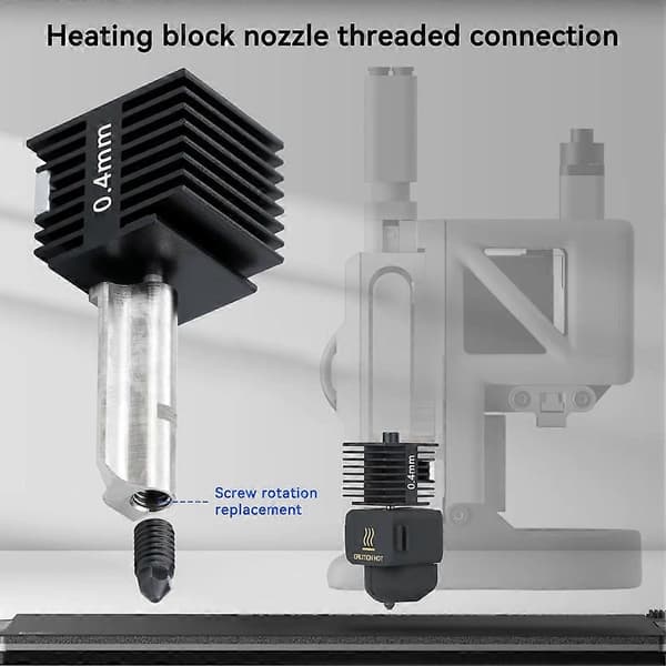 For Bambu Lab A1 Hotend Kit Erstatt dyse Bambulab A1 Hotend A1 Mini dyse Hot End-montering Skrivehode Herdet 0,4 mm