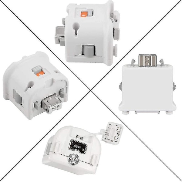 2 stk Motion Plus Adapter Sensor for Wii Fjernkontroll, Motion Plus Adapter Akselerator Erstatning for Wii Motion Plus Adapter White